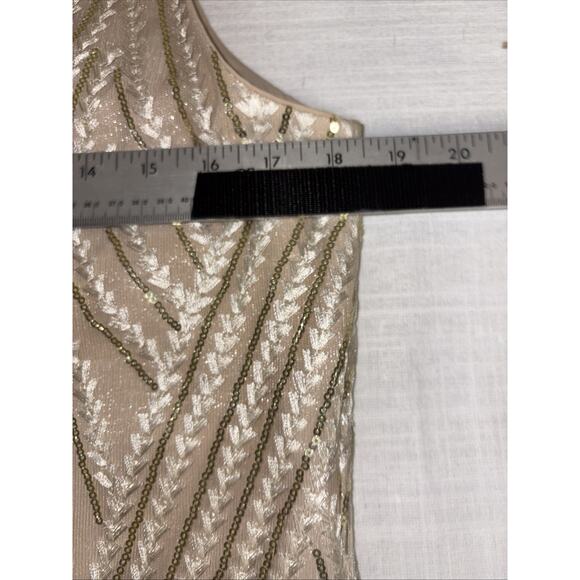 Badgley Mischka Gold Sequin Embroidery Cocktail Party Dress NYE 6 - Picture 16 of 16